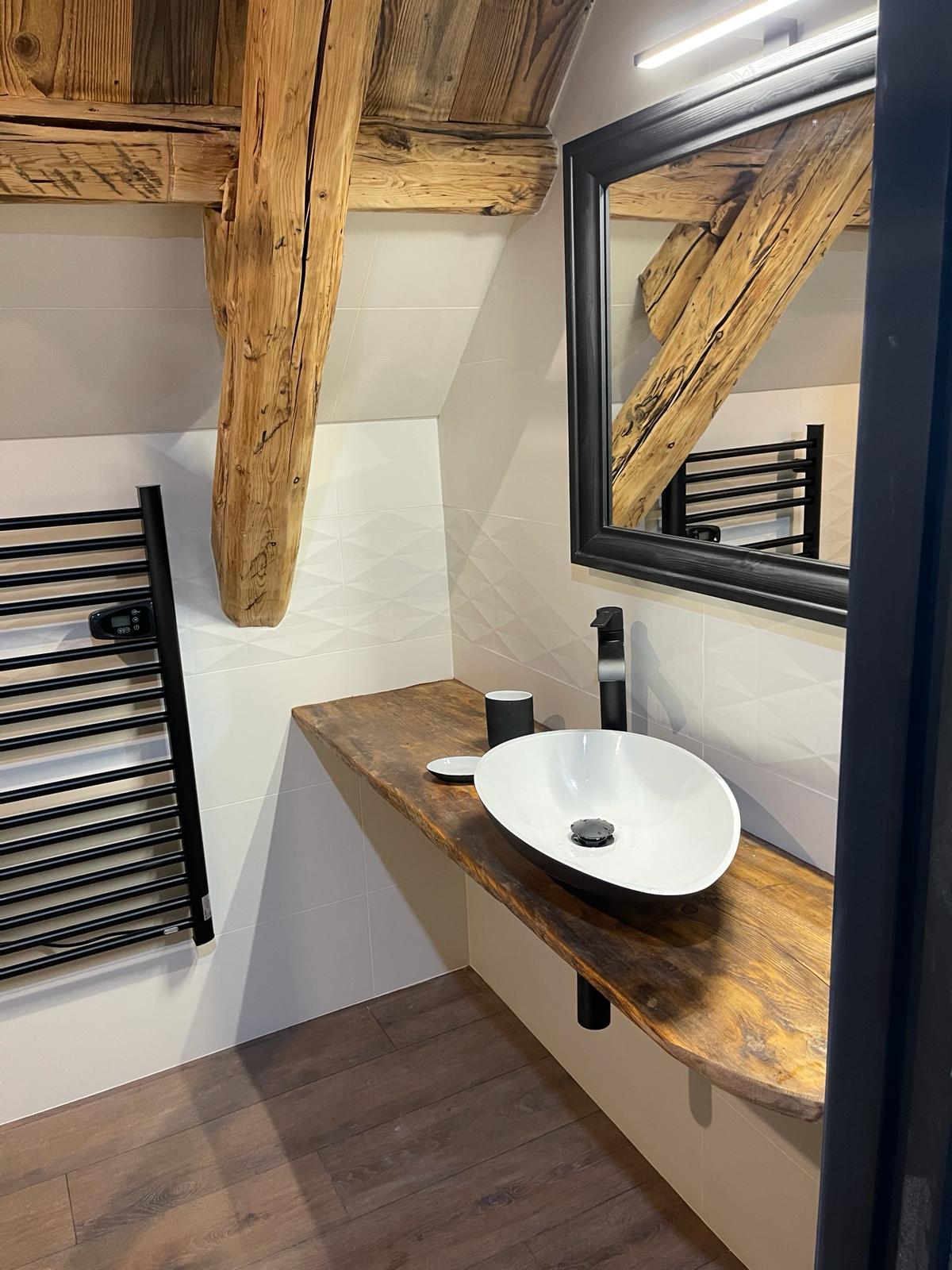 Modern bathroom with rustic charm